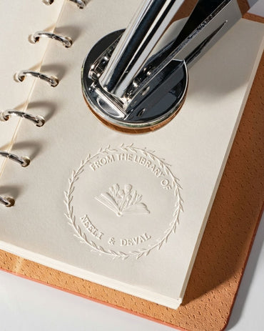 Customised Paper Embosser - Floral Library Seal (40 mm) - Stamporaa - in Mumbai India