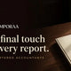 Bound financial report with a raised embossed seal beside a calculator and ledger, headline The final touch on every report