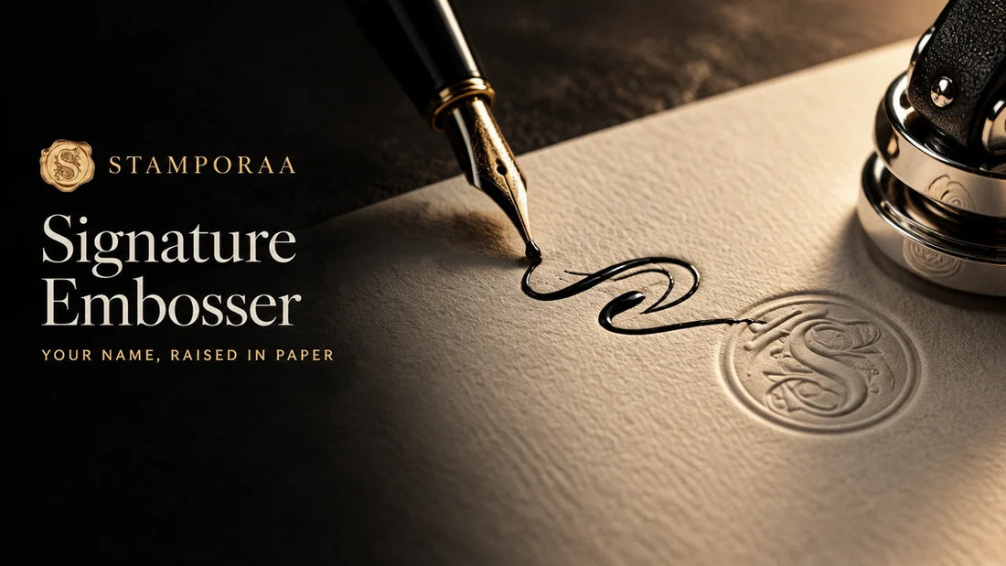Signature embosser: ink signature turning into a raised embossed seal