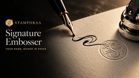 Signature embosser: ink signature turning into a raised embossed seal